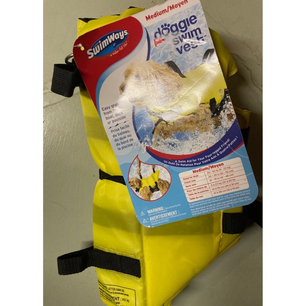 Dog Puppy Swim Vest SWIMWAYS MEDIUM  20-50LBS 24"-30" NECK NOS Boat NWT